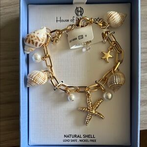 Gold Shell Charm Bracelet
